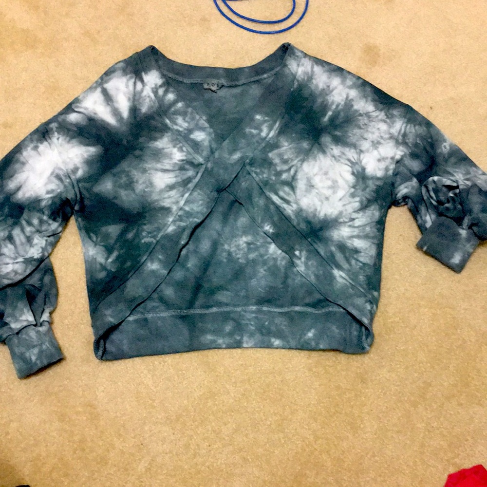 POL Tie-Dye Wrap Sweatshirt - Blue and White